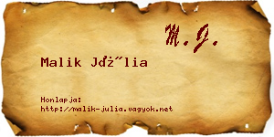 Malik Júlia névjegykártya